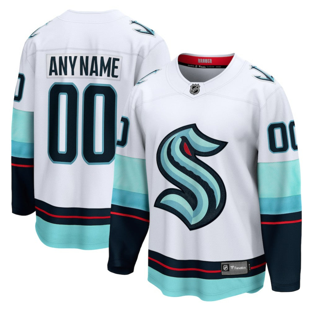 Seattle Kraken Fanatics Away Breakaway Custom Jersey - White Jerseys