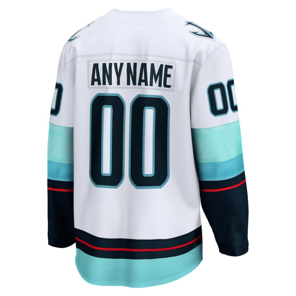 Seattle Kraken Fanatics Away Breakaway Custom Jersey - White Jerseys