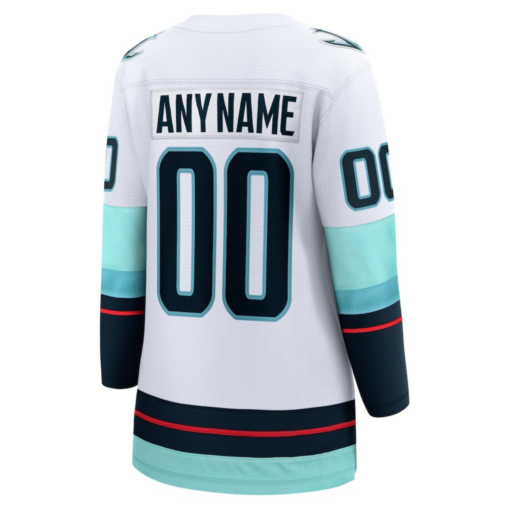Seattle Kraken Fanatics Women's Away Breakaway Custom Jersey - White Jerseys