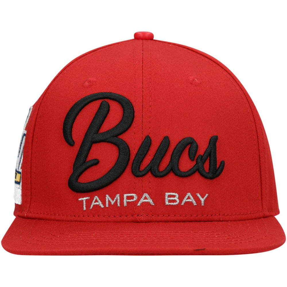 Tampa Bay Buccaneers Pro Standard LV Super Bowl Champions Script Wordmark Snapback Hat - Red online