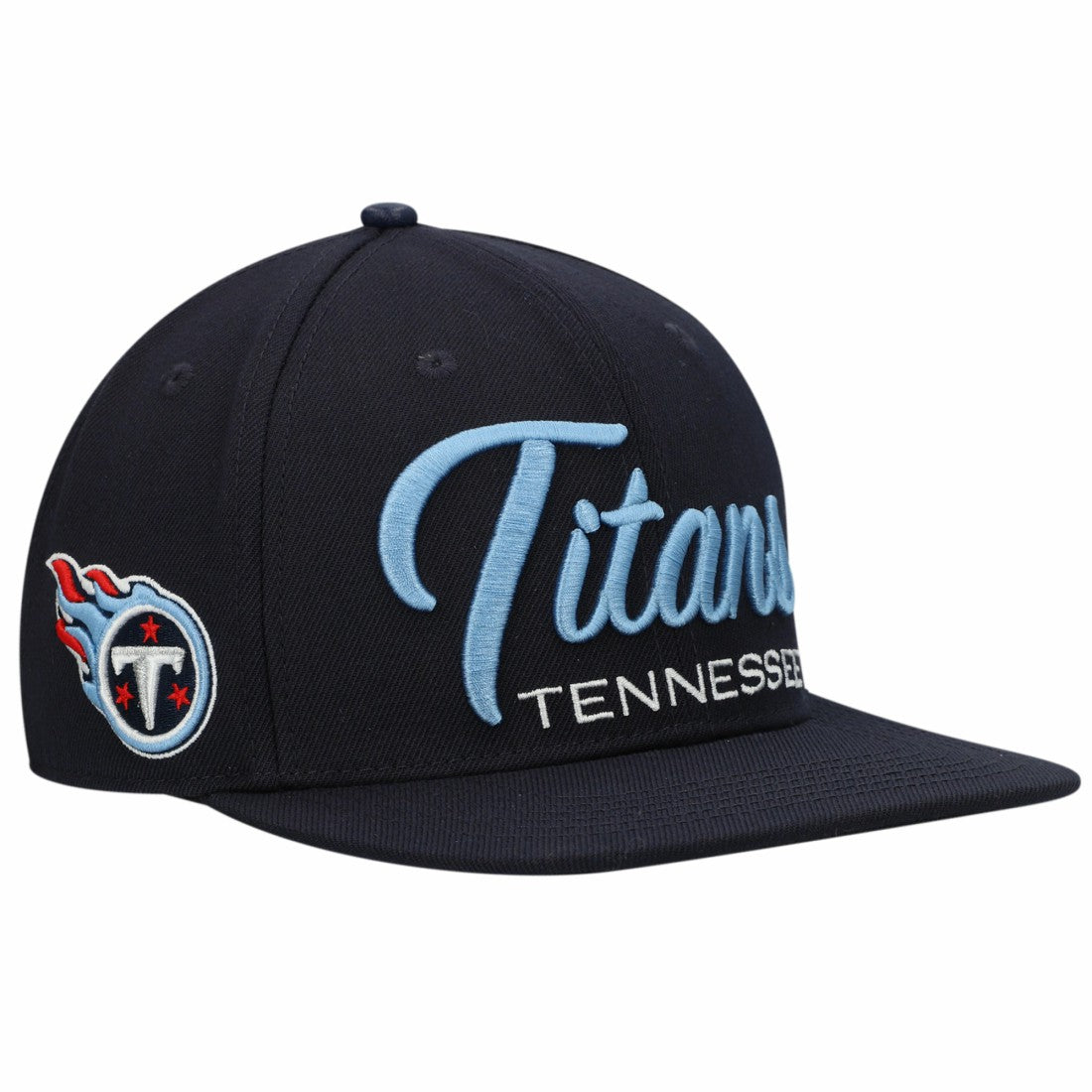 Tennessee Titans Pro Standard Script Wordmark Snapback Hat - Navy cheap