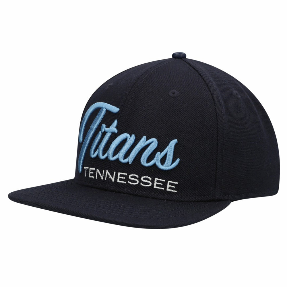 Tennessee Titans Pro Standard Script Wordmark Snapback Hat - Navy cheap