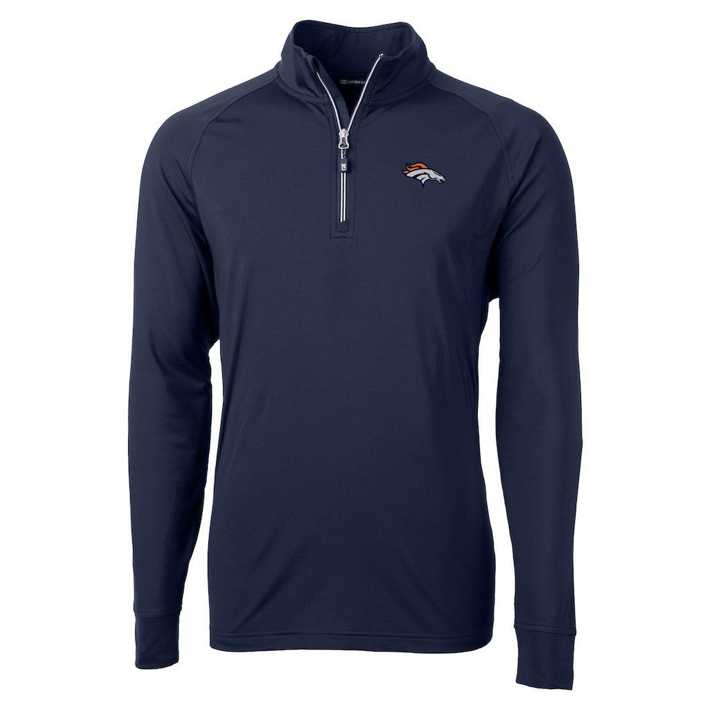 Denver Broncos Cutter & Buck Adapt Eco Knit Quarter-Zip Pullover Jacket - Navy cheap
