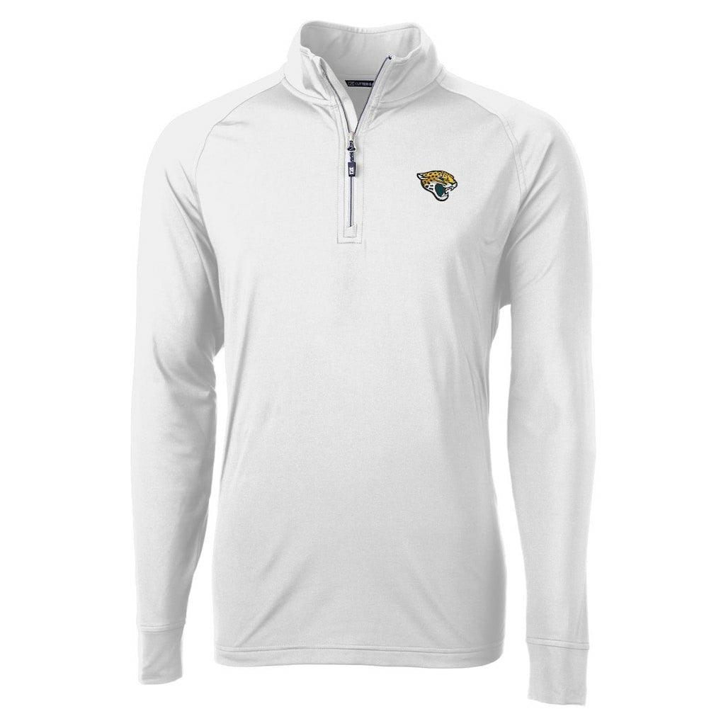 Jacksonville Jaguars Cutter & Buck Adapt Eco Knit Quarter-Zip Pullover Jacket - White for sale
