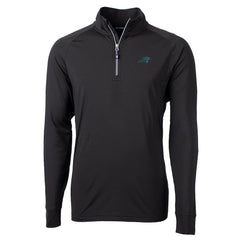 Carolina Panthers Cutter & Buck Adapt Eco Knit Quarter-Zip Pullover Jacket - Black on sale
