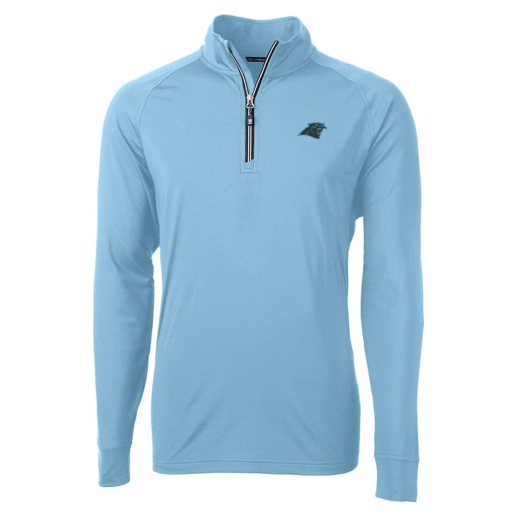 Carolina Panthers Cutter & Buck Adapt Eco Knit Quarter-Zip Pullover Jacket - Blue cheap