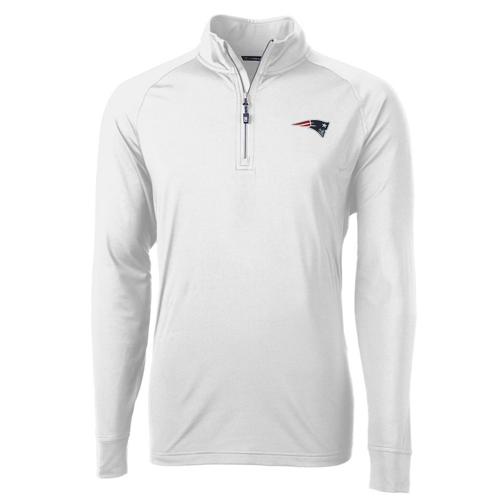 New England Patriots Cutter & Buck Adapt Eco Knit Quarter-Zip Pullover Jacket - White sale