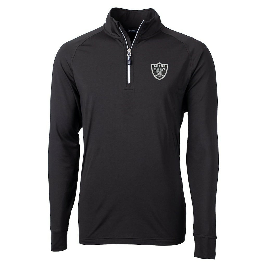Las Vegas Raiders Cutter & Buck Adapt Eco Knit Quarter-Zip Pullover Jacket - Black on sale