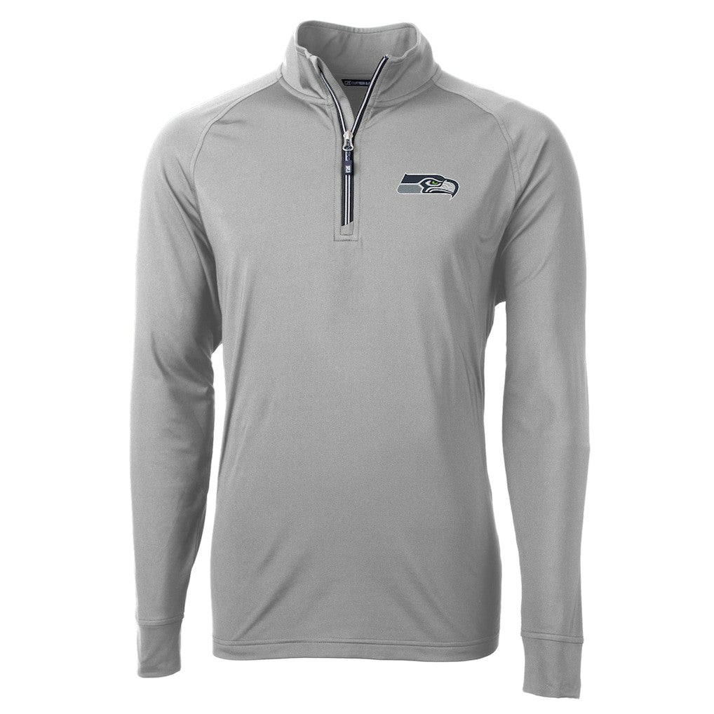 Seattle Seahawks Cutter & Buck Adapt Eco Knit Quarter-Zip Pullover Jacket - Gray for sale