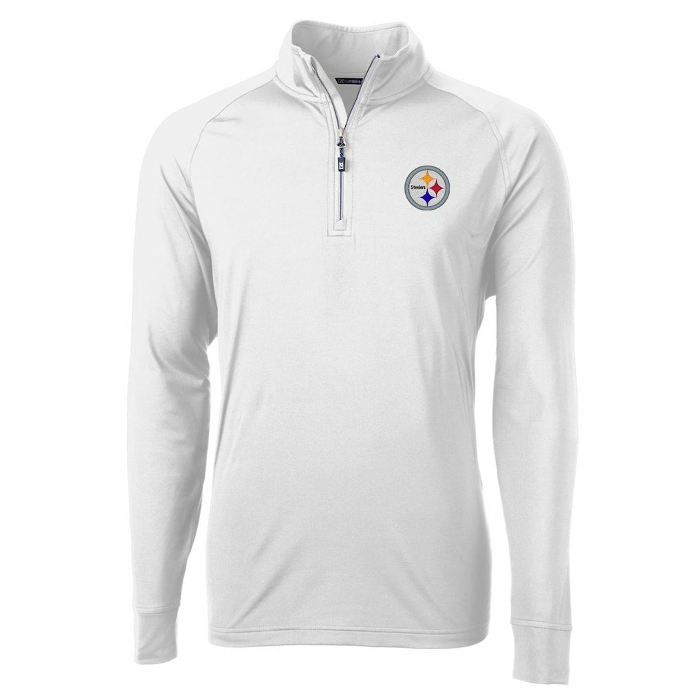Pittsburgh Steelers Cutter & Buck Adapt Eco Knit Quarter-Zip Pullover Jacket - White outlet
