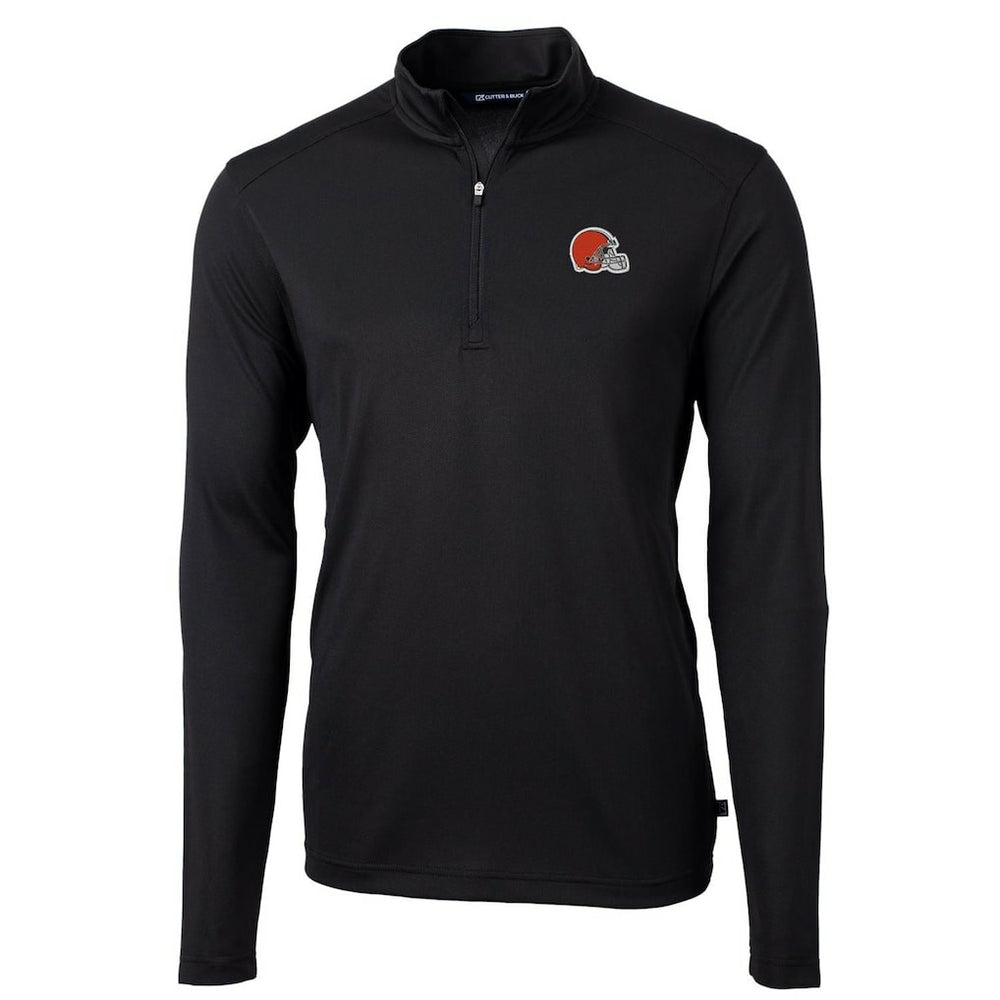 Cleveland Browns Cutter & Buck Virtue Eco Pique Recycled Quarter-Zip Pullover Jacket - Black for sale