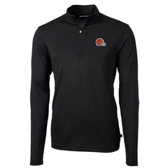 Cleveland Browns Cutter & Buck Virtue Eco Pique Recycled Quarter-Zip Pullover Jacket - Black for sale