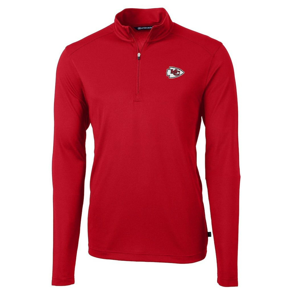 Kansas City Chiefs Cutter & Buck Virtue Eco Pique Recycled Quarter-Zip Pullover Jacket - Red for sale