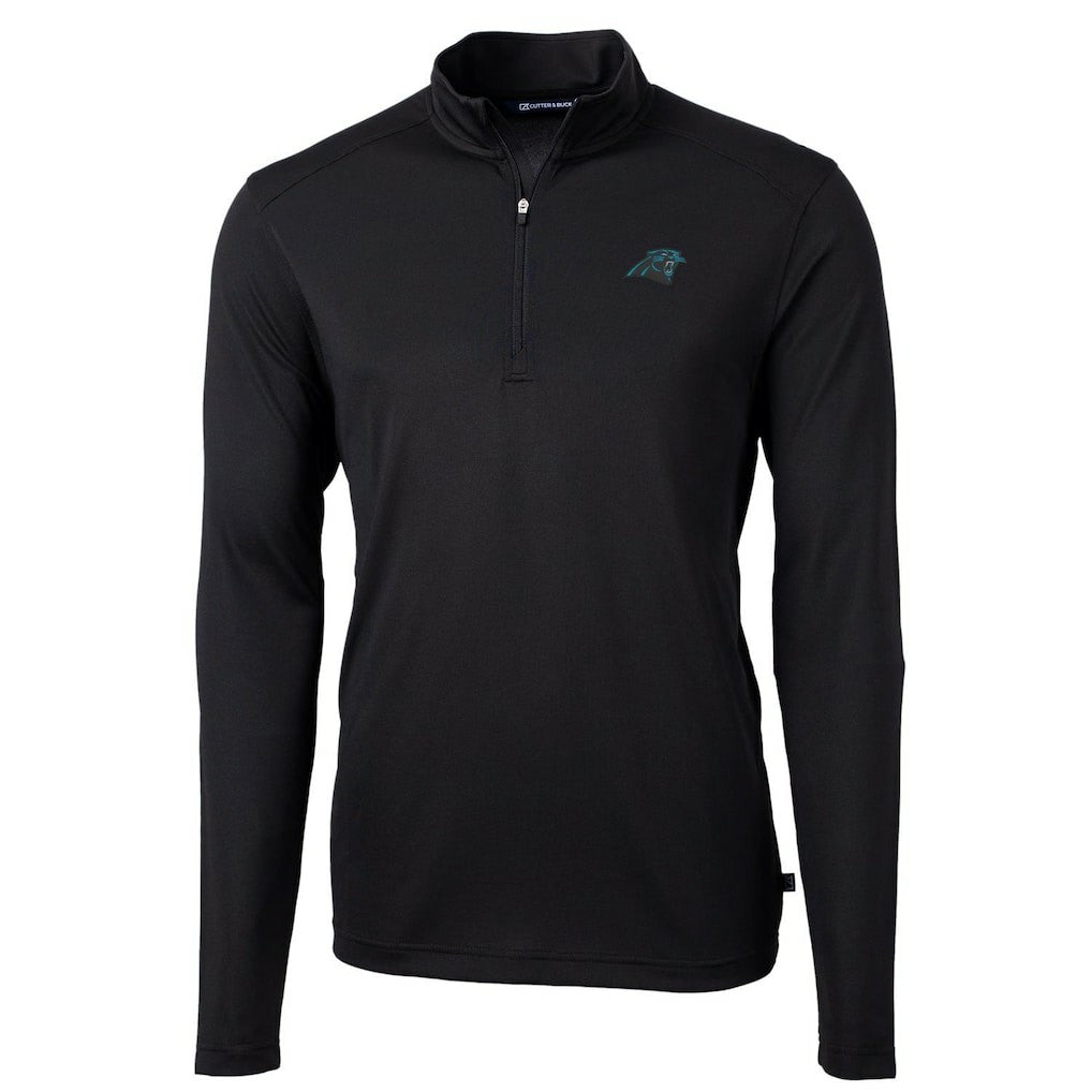 Carolina Panthers Cutter & Buck Virtue Eco Pique Recycled Quarter-Zip Pullover Jacket - Black for sale