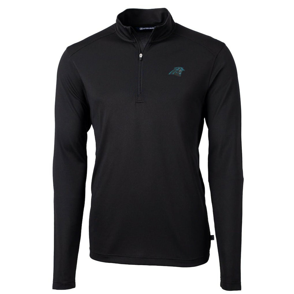 Carolina Panthers Cutter & Buck Virtue Eco Pique Recycled Quarter-Zip Pullover Jacket - Black for sale