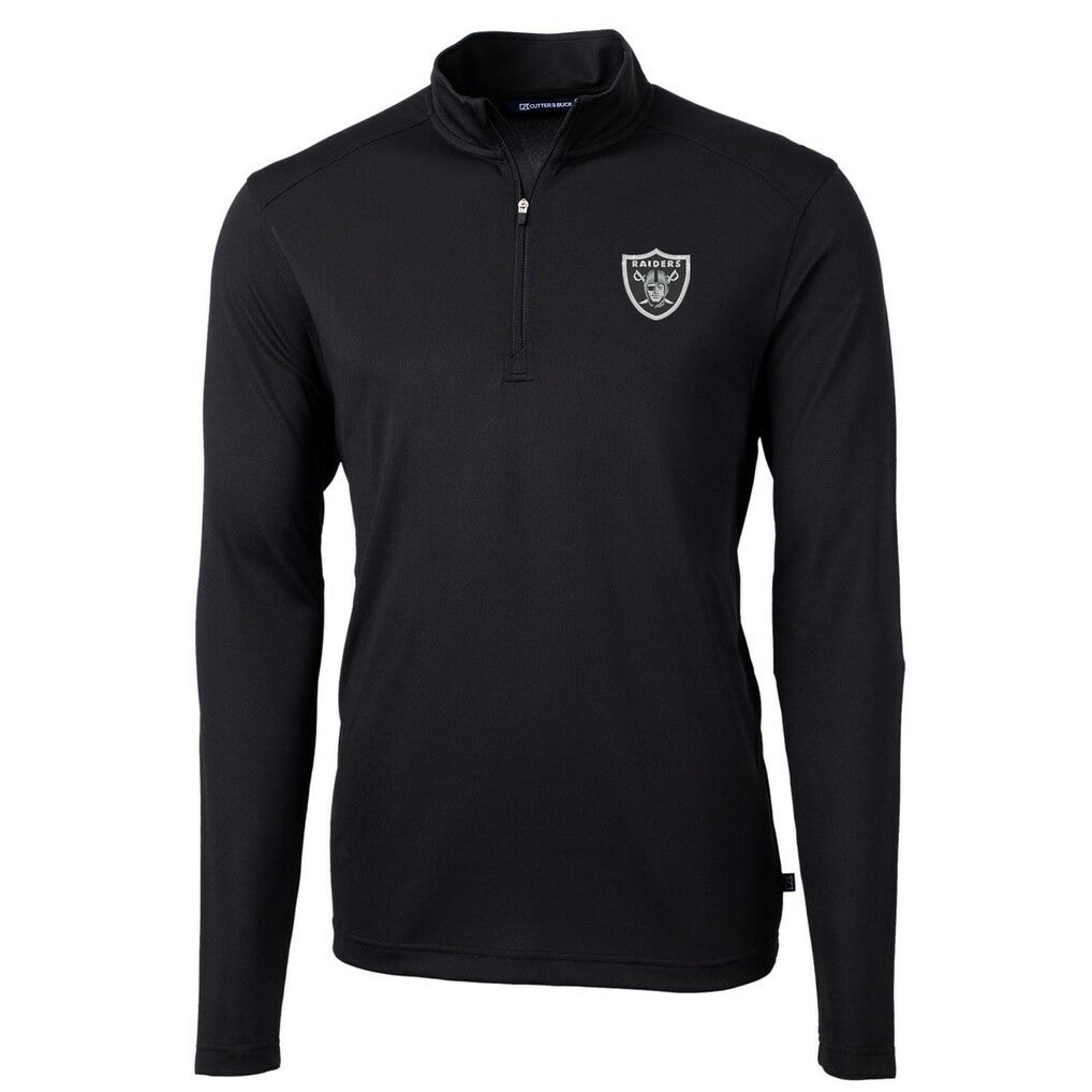 Las Vegas Raiders Cutter & Buck Virtue Eco Pique Recycled Quarter-Zip Pullover Jacket - Black online