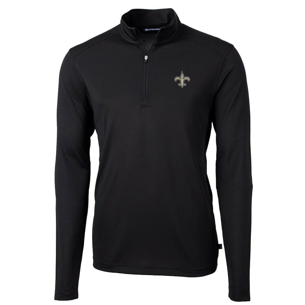 New Orleans Saints Cutter & Buck Virtue Eco Pique Recycled Quarter-Zip Pullover Jacket - Black cheap