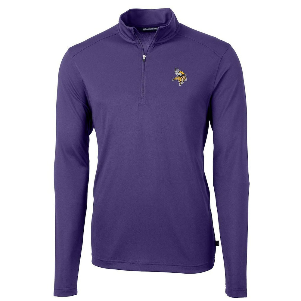 Minnesota Vikings Cutter & Buck Virtue Eco Pique Recycled Quarter-Zip Pullover Jacket - Purple for sale