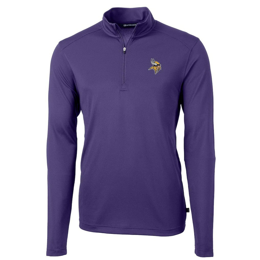 Minnesota Vikings Cutter & Buck Virtue Eco Pique Recycled Quarter-Zip Pullover Jacket - Purple for sale
