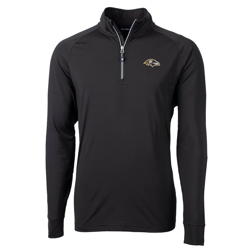 Baltimore Ravens Cutter & Buck Big & Tall Adapt Eco Knit Quarter-Zip Pullover Jacket - Black for sale