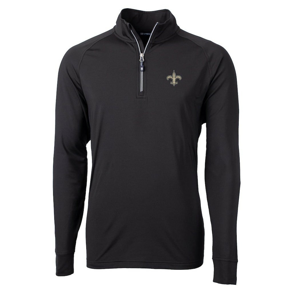 New Orleans Saints Cutter & Buck Big & Tall Adapt Eco Knit Quarter-Zip Pullover Jacket - Black on sale