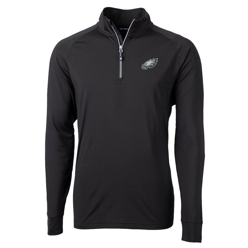 Philadelphia Eagles Cutter & Buck Big & Tall Adapt Eco Knit Quarter-Zip Pullover Jacket - Black online