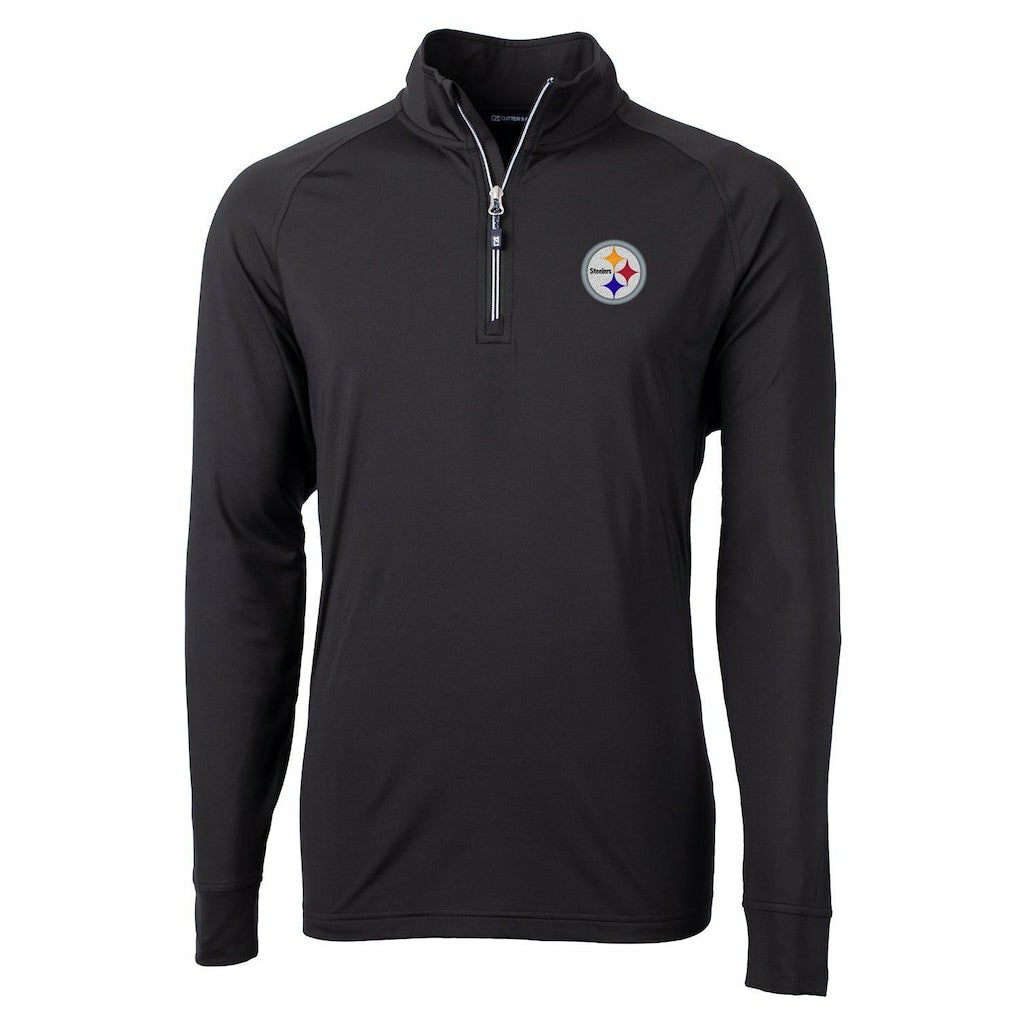 Pittsburgh Steelers Cutter & Buck Big & Tall Adapt Eco Knit Quarter-Zip Pullover Jacket - Black sale