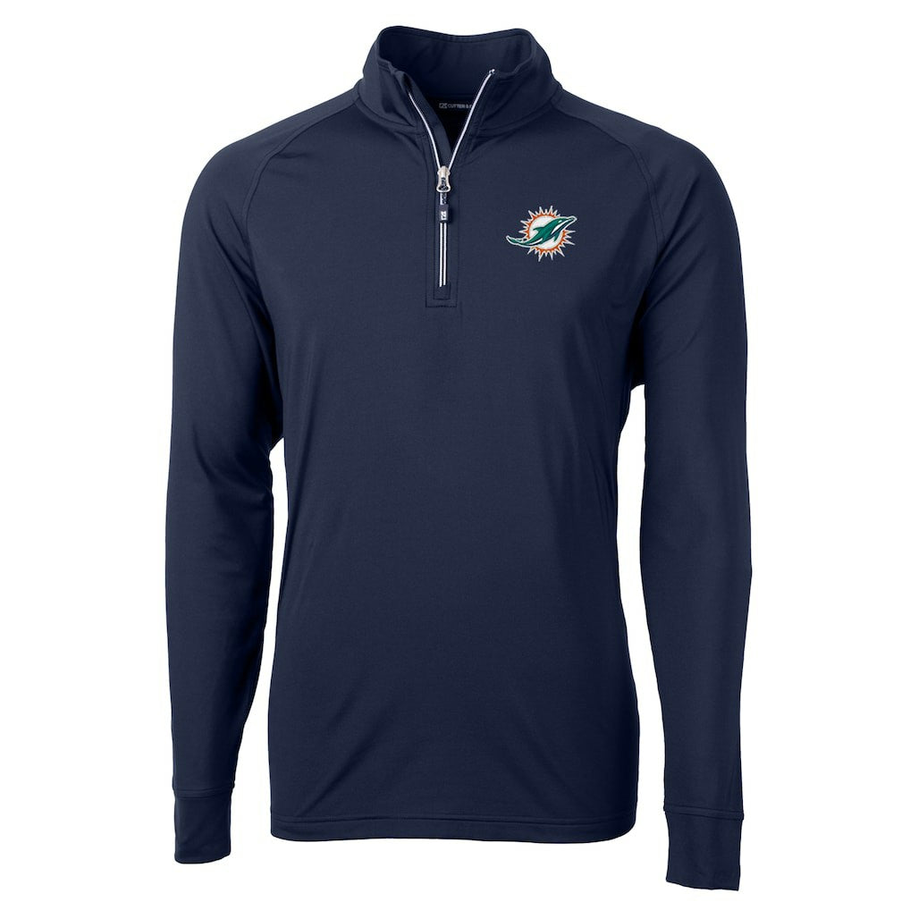 Miami Dolphins Cutter & Buck Big & Tall Adapt Eco Knit Quarter-Zip Pullover Jacket - Navy discount