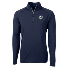 Miami Dolphins Cutter & Buck Big & Tall Adapt Eco Knit Quarter-Zip Pullover Jacket - Navy discount