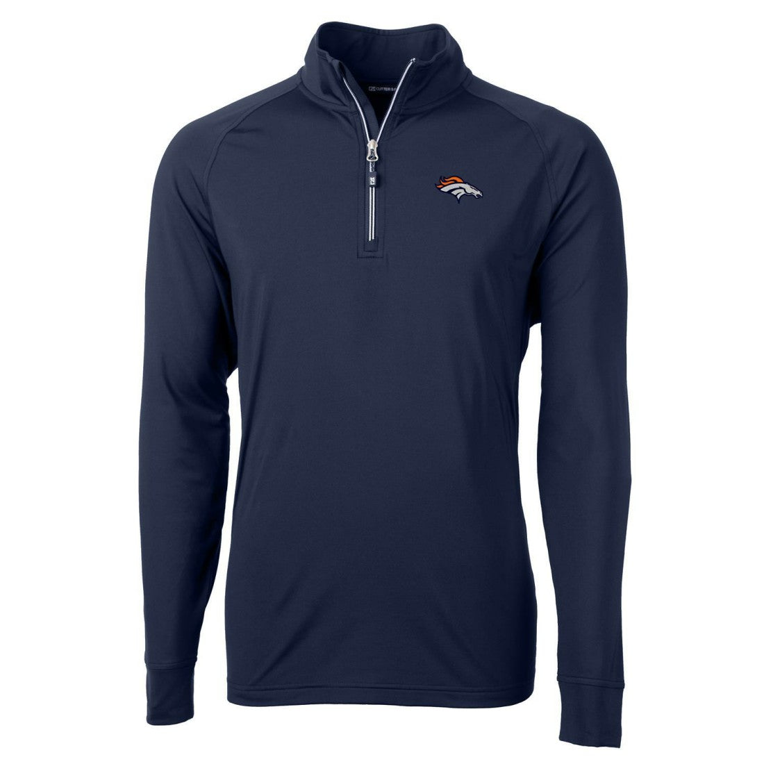 Denver Broncos Cutter & Buck Big & Tall Adapt Eco Knit Quarter-Zip Pullover Jacket - Navy for sale