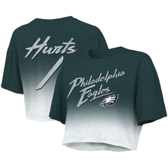 Jalen Hurts Philadelphia Eagles Majestic Threads Women's Dip-Dye Player Name & Number Crop Top - Green/White for sale