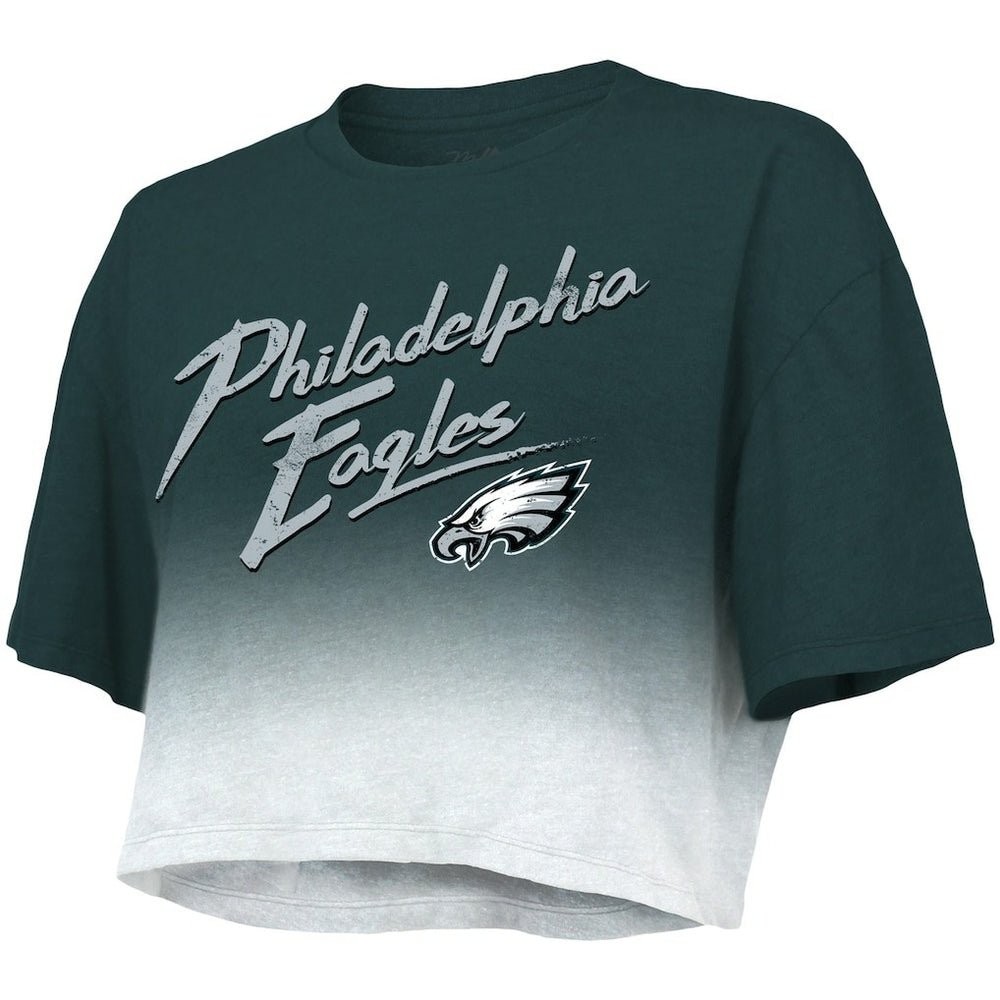 Jalen Hurts Philadelphia Eagles Majestic Threads Women's Dip-Dye Player Name & Number Crop Top - Green/White for sale