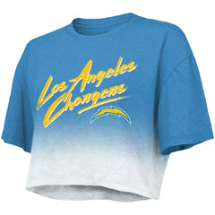 Justin Herbert Los Angeles Chargers Majestic Threads Women's Dip-Dye Player Name & Number Crop Top - Powder Blue/White cheap
