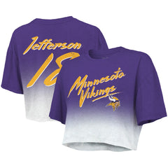 Justin Jefferson Minnesota Vikings Majestic Threads Women's Dip-Dye Player Name & Number Crop Top - Purple/White outlet