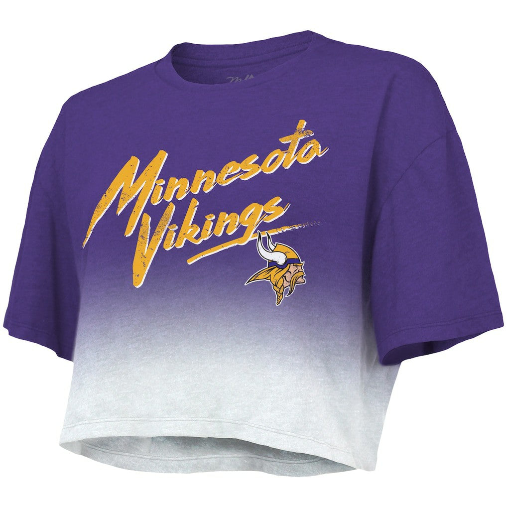 Justin Jefferson Minnesota Vikings Majestic Threads Women's Dip-Dye Player Name & Number Crop Top - Purple/White outlet