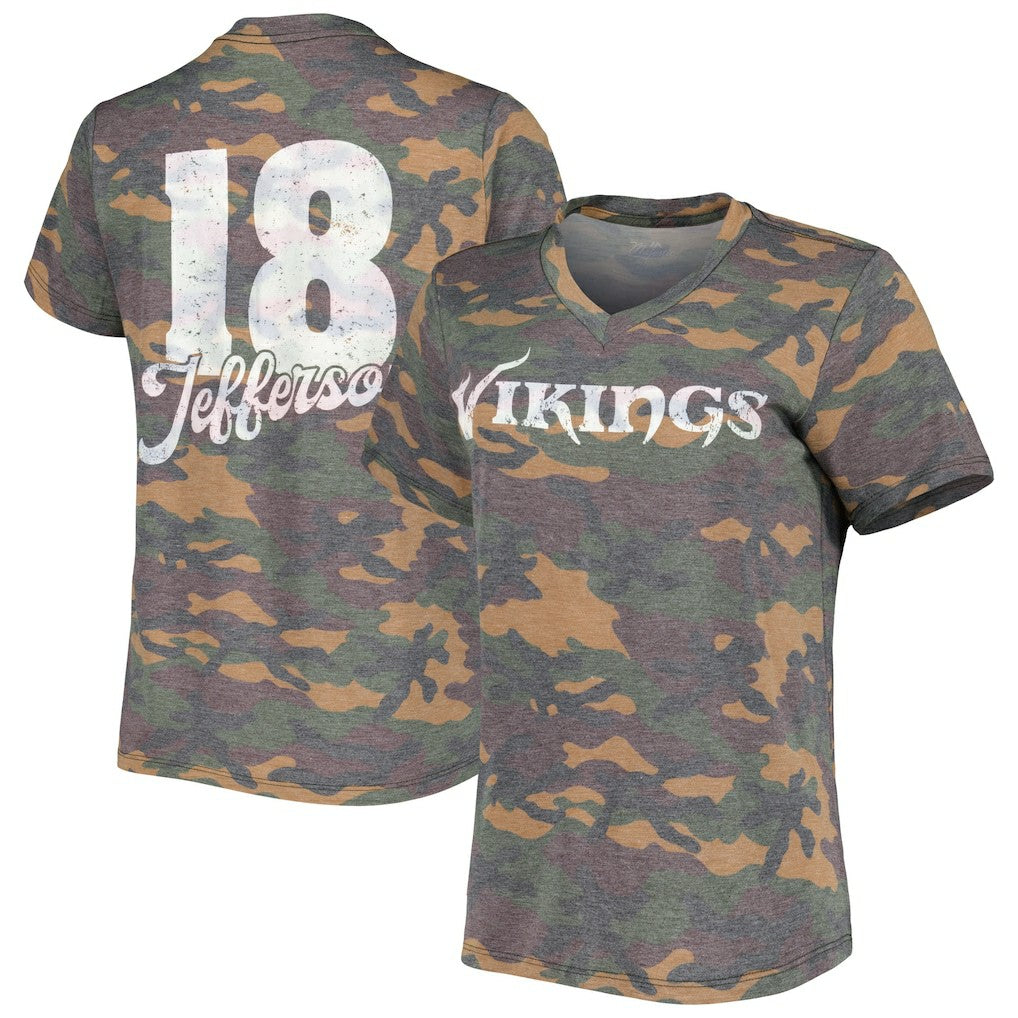 Justin Jefferson Minnesota Vikings Women's Name & Number Tri-Blend V-Neck T-Shirt - Camo online
