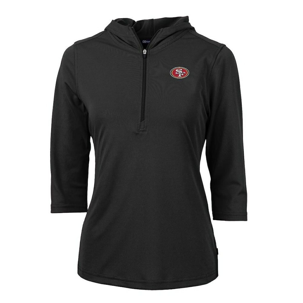 San Francisco 49ers Cutter & Buck Women's Virtue Eco Pique Half-Zip 3/4 Sleeve Pullover Hoodie - Black sale