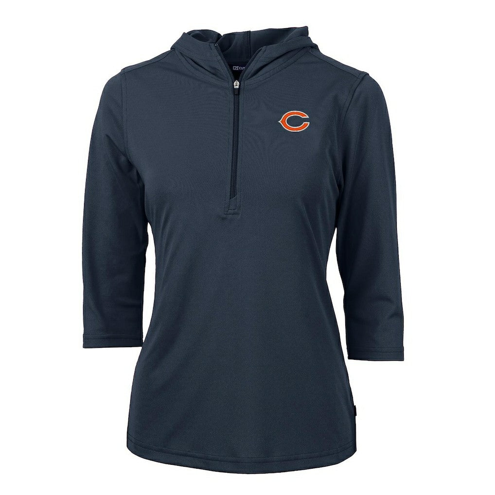 Chicago Bears Cutter & Buck Women's Virtue Eco Pique Half-Zip 3/4 Sleeve Pullover Hoodie - Navy cheap
