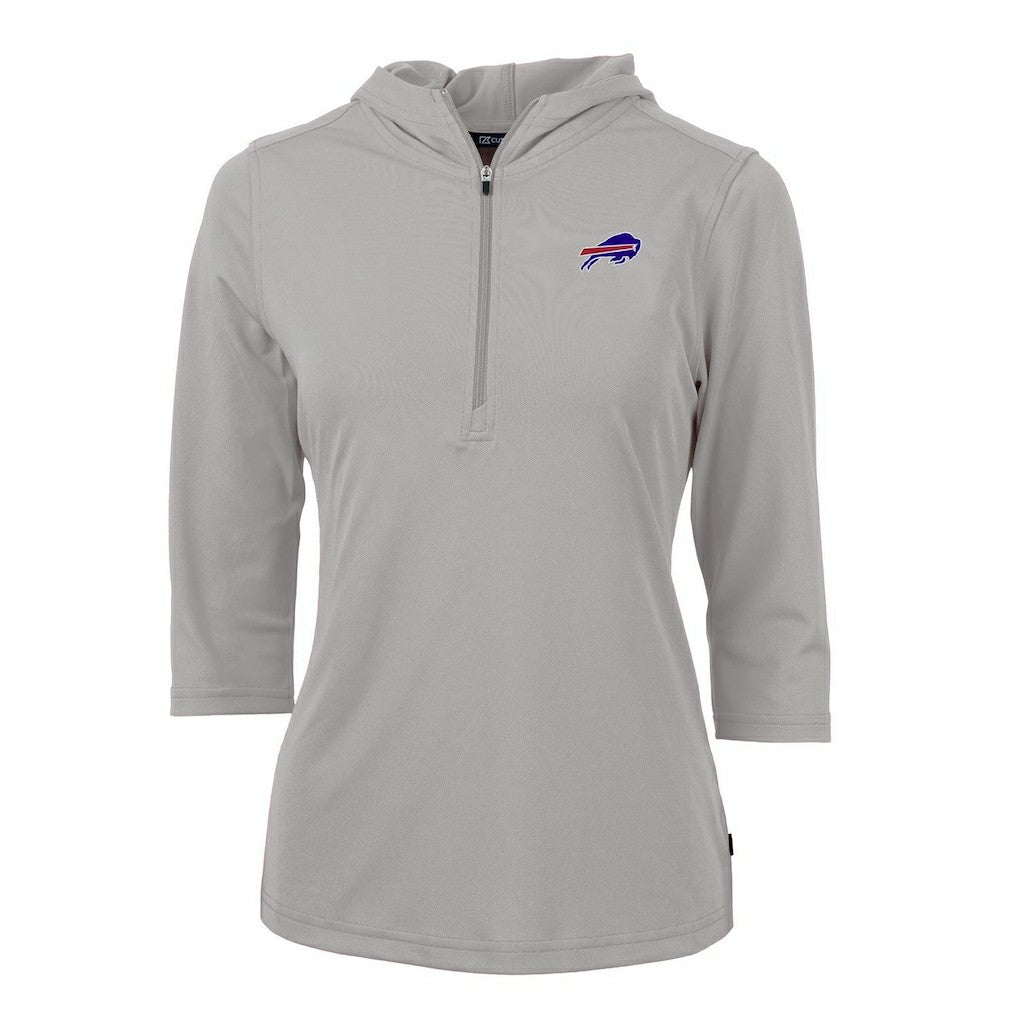 Buffalo Bills Cutter & Buck Women's Virtue Eco Pique Half-Zip 3/4 Sleeve Pullover Hoodie - Gray discount