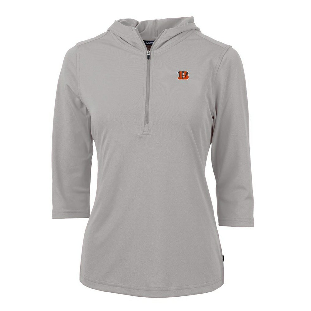 Cincinnati Bengals Cutter & Buck Women's Virtue Eco Pique Half-Zip 3/4 Sleeve Pullover Hoodie - Gray cheap