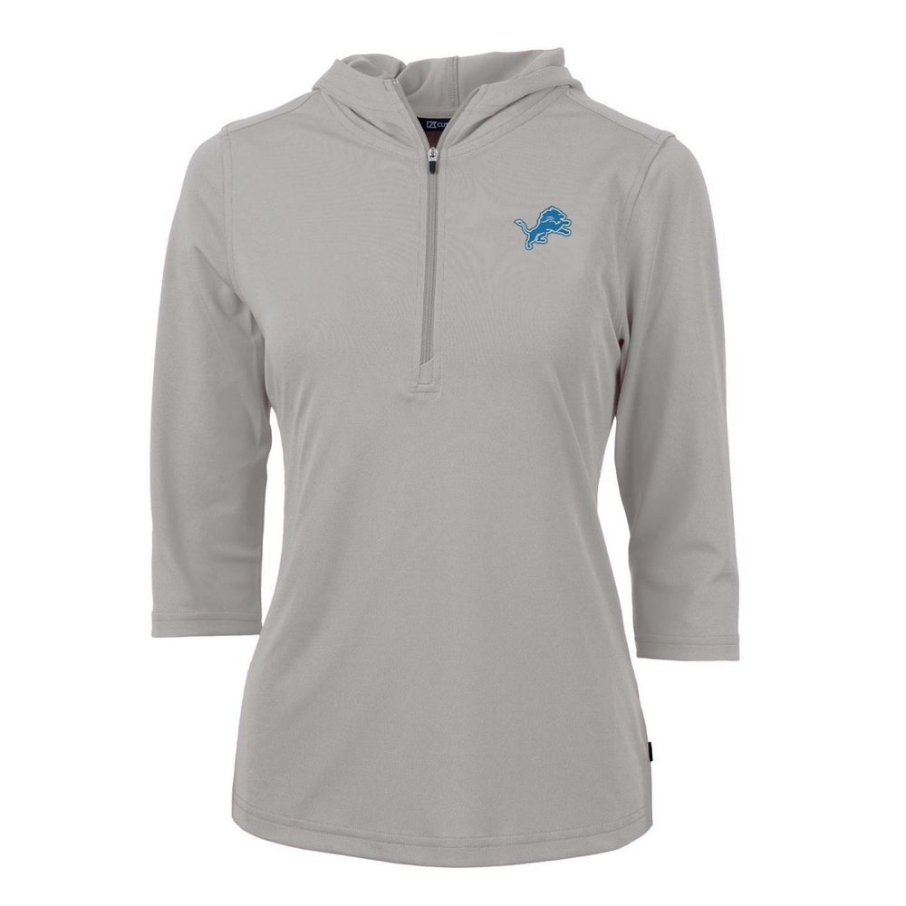 Detroit Lions Cutter & Buck Women's Virtue Eco Pique Half-Zip 3/4 Sleeve Pullover Hoodie - Gray on sale