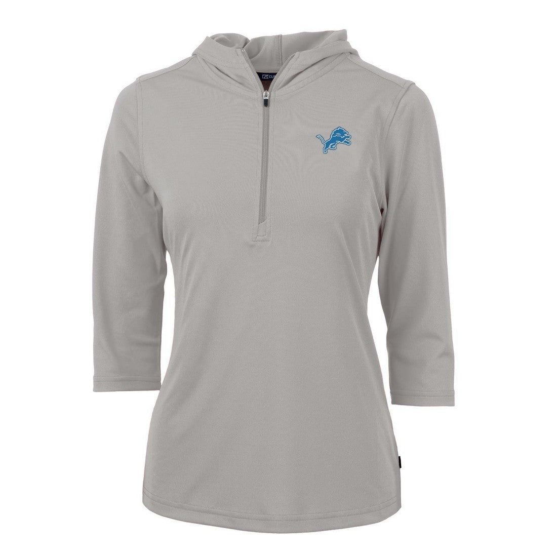 Detroit Lions Cutter & Buck Women's Virtue Eco Pique Half-Zip 3/4 Sleeve Pullover Hoodie - Gray on sale