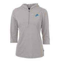Detroit Lions Cutter & Buck Women's Virtue Eco Pique Half-Zip 3/4 Sleeve Pullover Hoodie - Gray on sale