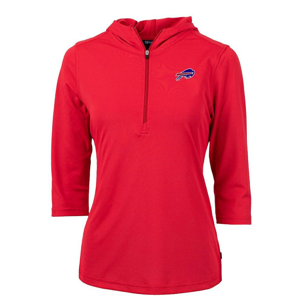Buffalo Bills Cutter & Buck Women's Virtue Eco Pique Half-Zip 3/4 Sleeve Pullover Hoodie - Red for sale