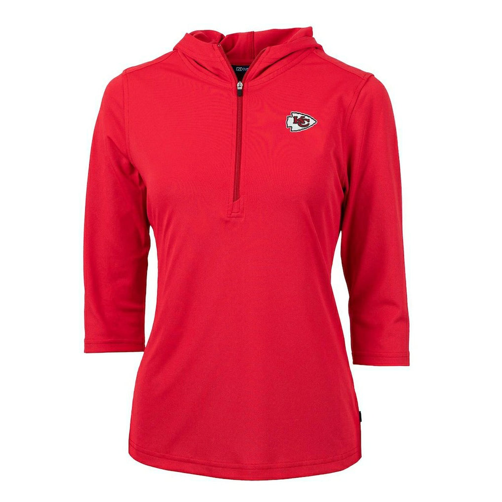 Kansas City Chiefs Cutter & Buck Women's Virtue Eco Pique Half-Zip 3/4 Sleeve Pullover Hoodie - Red sale