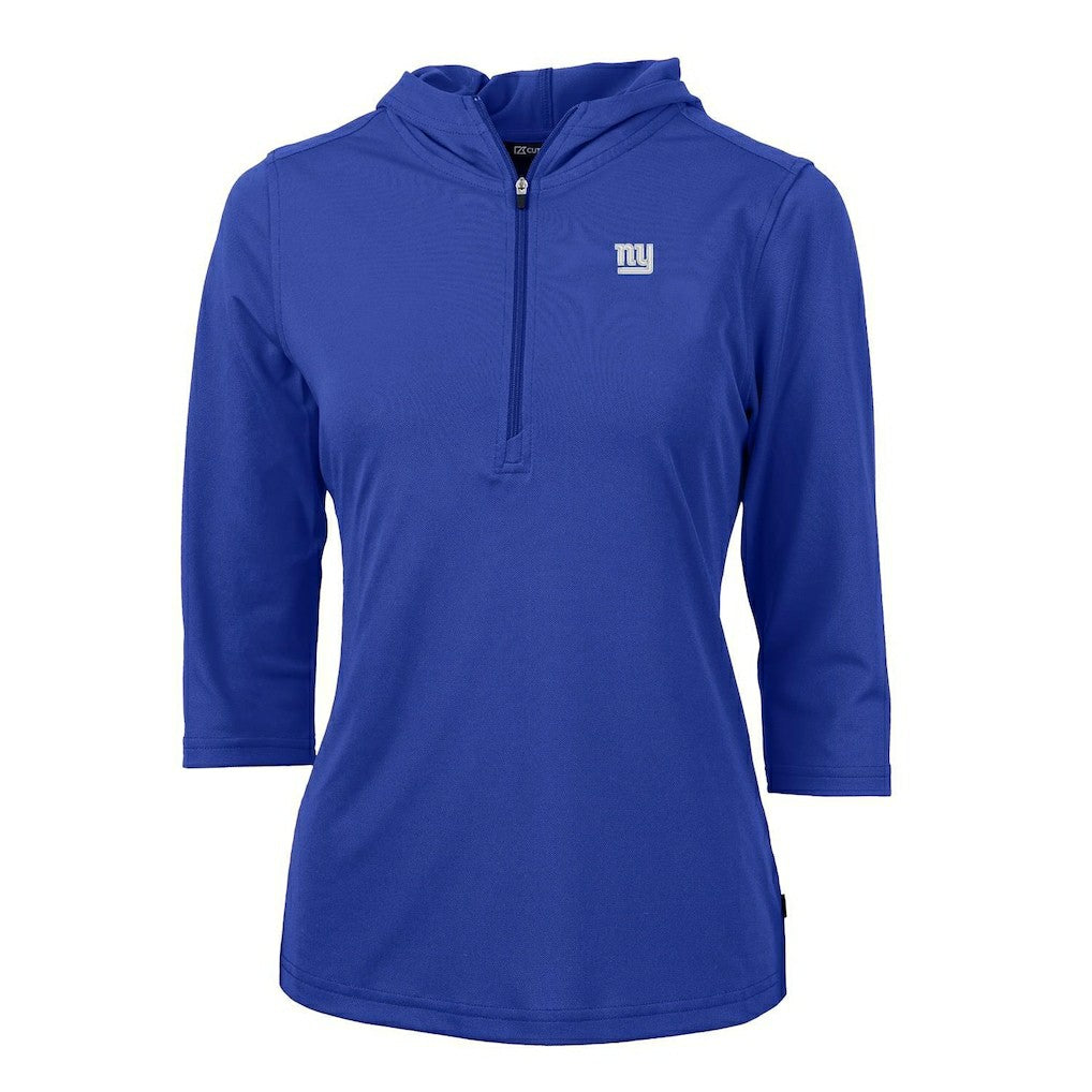 New York Giants Cutter & Buck Women's Virtue Eco Pique Half-Zip 3/4 Sleeve Pullover Hoodie - Royal on sale