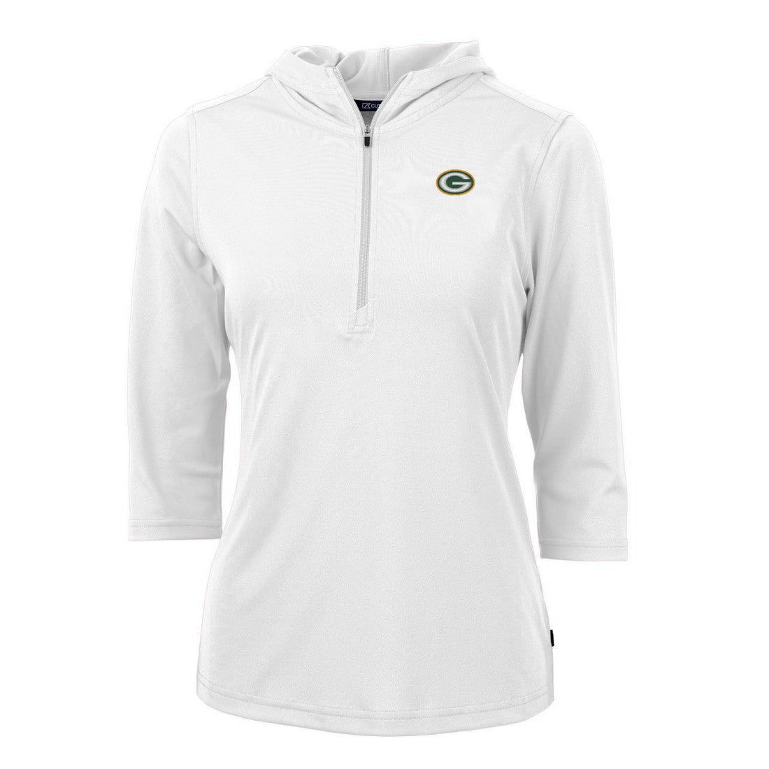 Green Bay Packers Cutter & Buck Women's Virtue Eco Pique Half-Zip 3/4 Sleeve Pullover Hoodie - White for sale