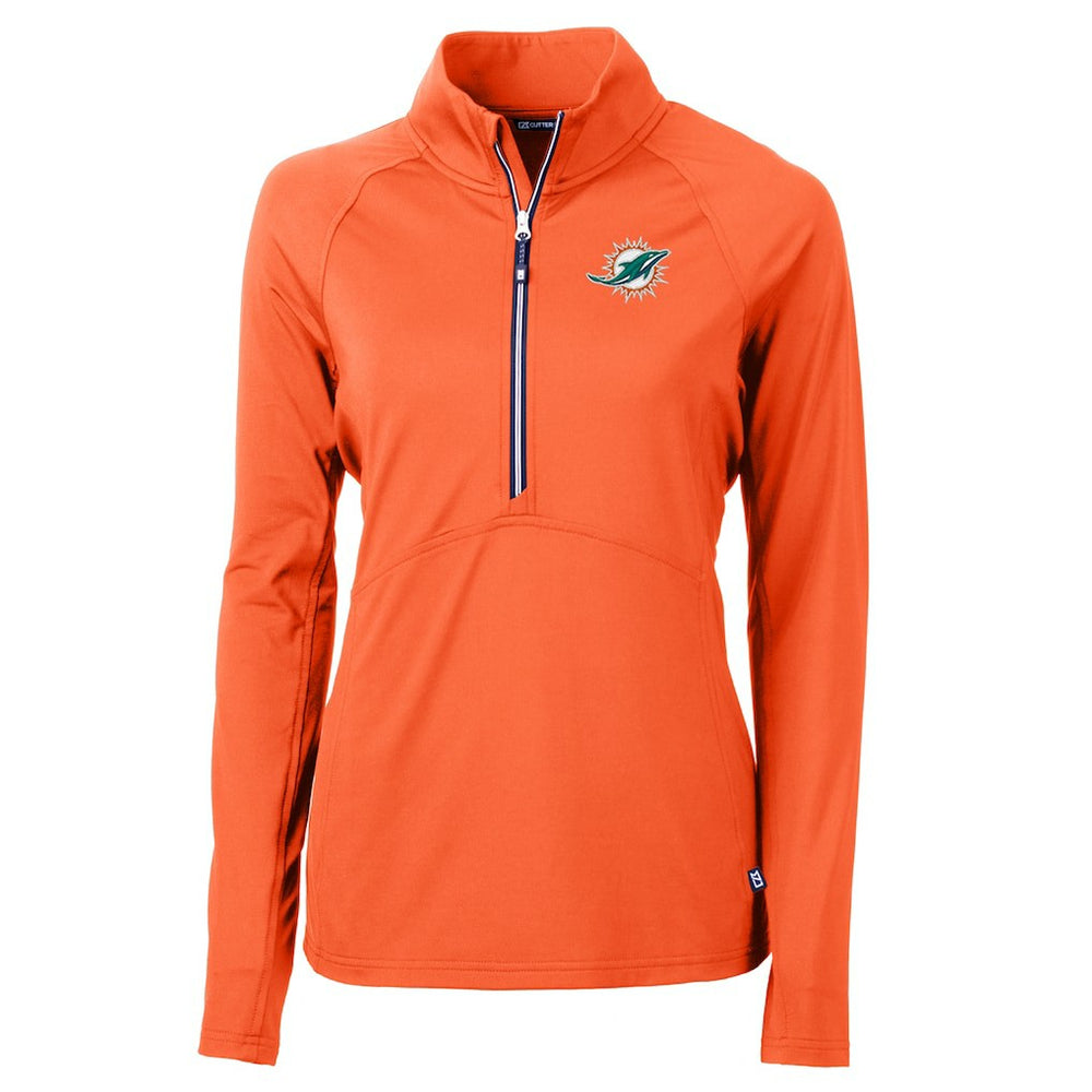 Miami Dolphins Cutter & Buck Women's Adapt Eco Knit Half-Zip Pullover Jacket - Orange cheap