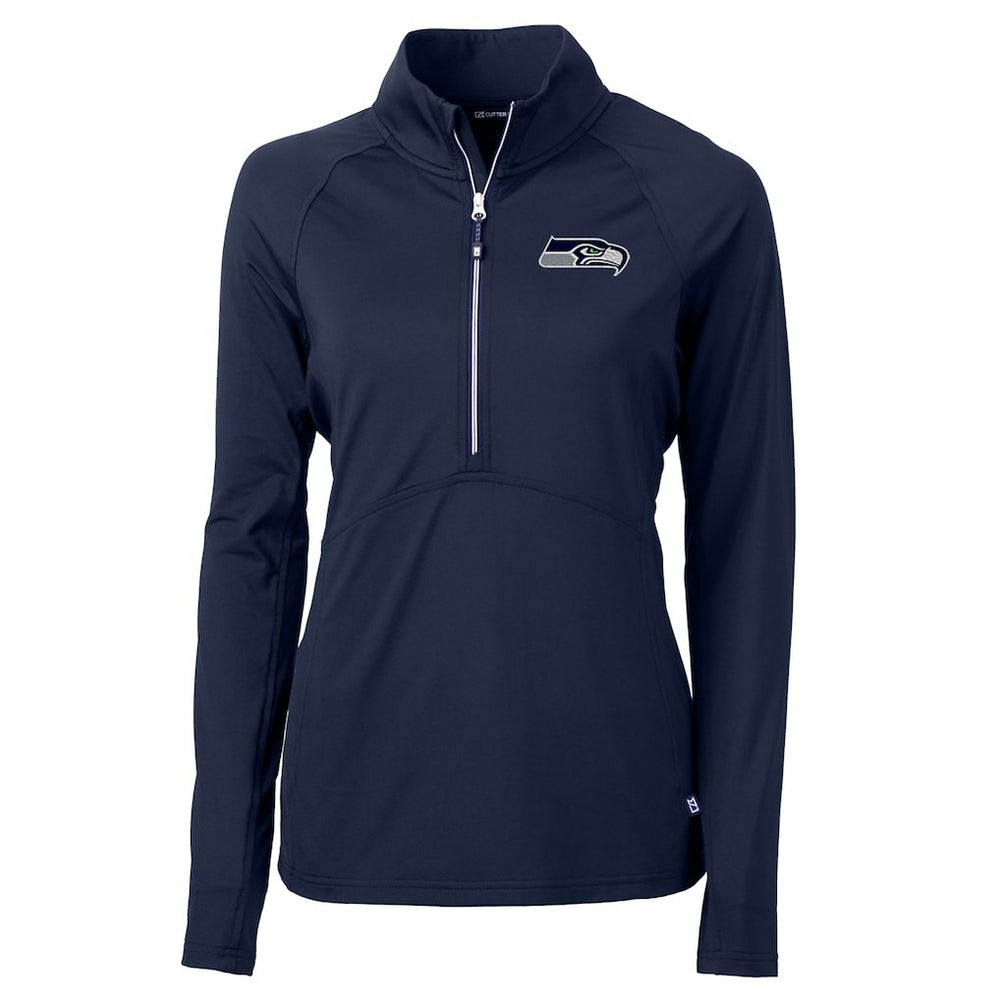 Seattle Seahawks Cutter & Buck Women's Adapt Eco Knit Half-Zip Pullover Jacket - College Navy on sale
