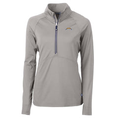 Los Angeles Chargers Cutter & Buck Women's Adapt Eco Knit Half-Zip Pullover Jacket - Gray for sale